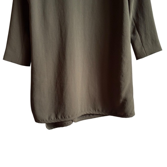 Aritzia Babaton Cormac Coat XS Olive Green Waterfall Drape Asymmetrical Zip - Picture 7 of 15